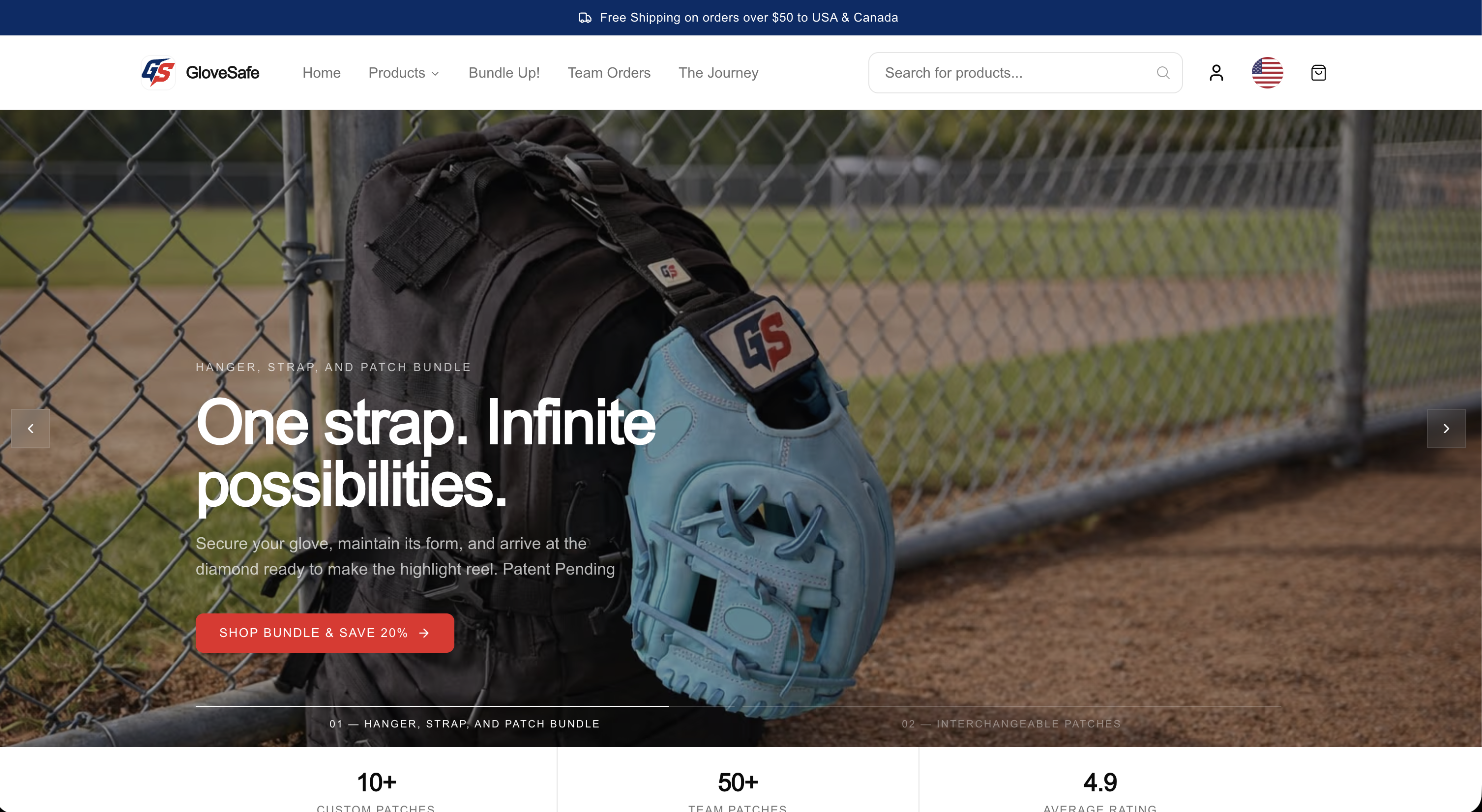 GloveSafe storefront — home and hero