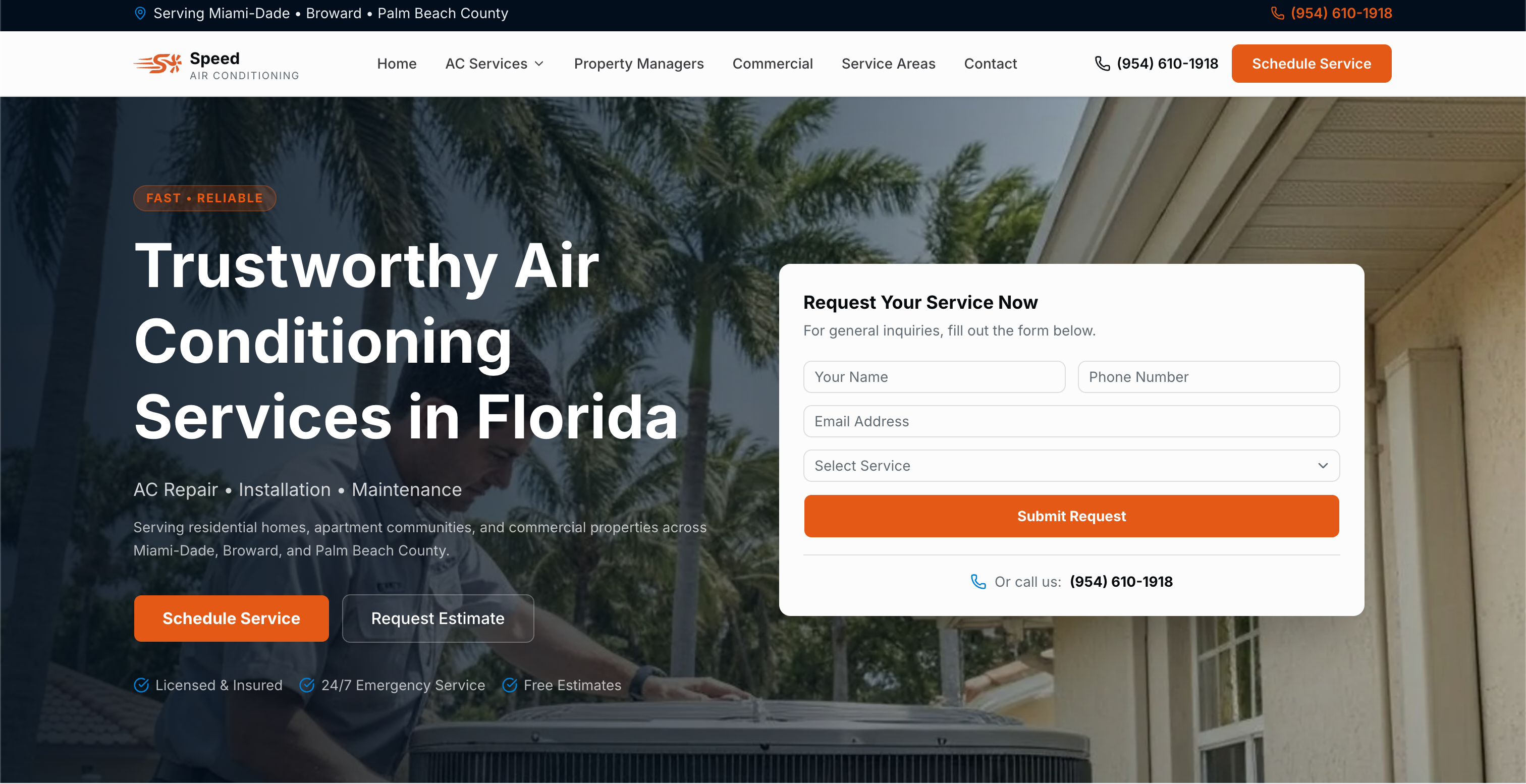 Speed AC marketing site
